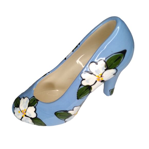 RARE Y2K Robin Sterling Vintage Blue Floral Heel Signed 2003 Hand Painted - Picture 2 of 6